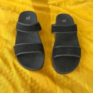 Black Glitter Strap Sandals Size 10!